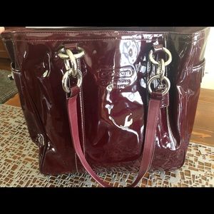 Coach red patent leather shoulder bag...